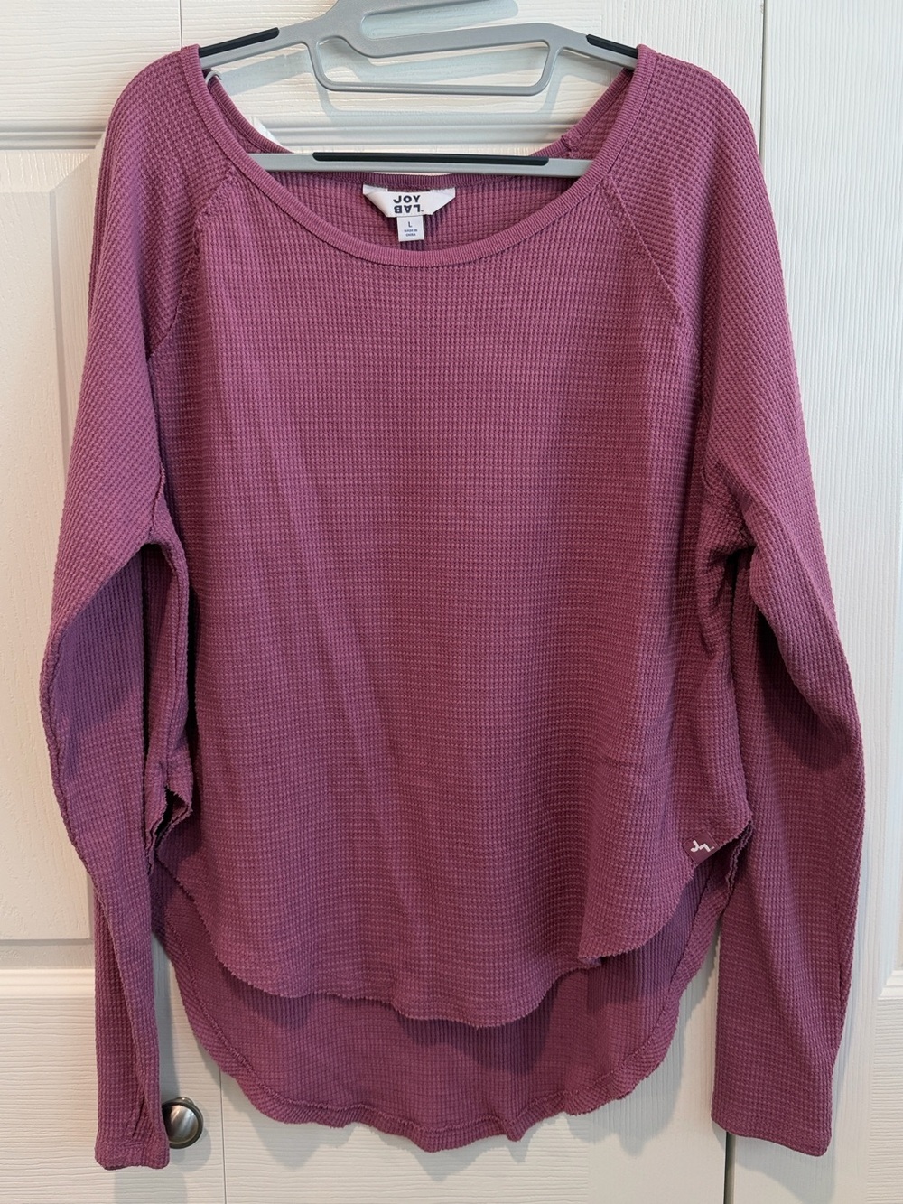 JoyLab Dusty Mauve Waffle-Knit Long Sleeve Top